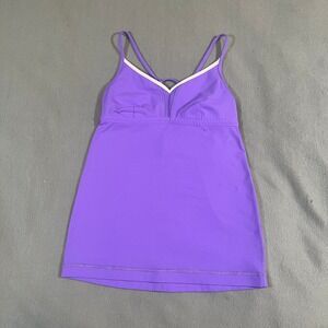 Lululemon Athletica Free to Be Tank Top Power Purple Womens Size 4 White Stripe‎